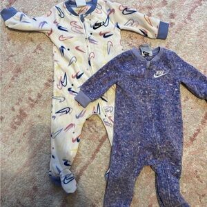 Nike baby fleece One Piece Footies - Multicolor (9m) and Purple (6m)